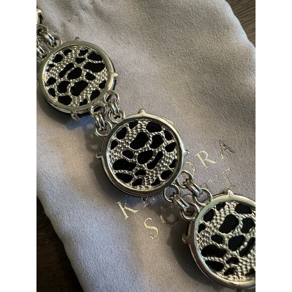 Kendra Scott Cassie Bracelet Faceted Gumdrop Round Statement Bracelet Black Gold - Picture 4 of 4